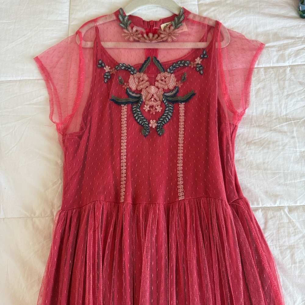 Elegant Pink Embroidered Kids Dress - Picture 5 of 5